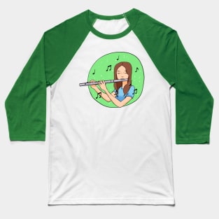 Girl Playing Flute Baseball T-Shirt